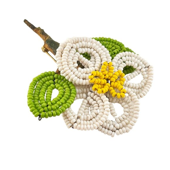 Hand wired Seed Bead Floral Flower Bouquet Beaded Vintage Pin Brooch - Picture 7 of 7